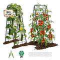 A-Frame Garden Trellis for Climbing Plants, 2 Pack 50" Heavy Duty Metal Tomato Trellis, Rustproof Steel Cucumber Trellis with Stakes, Foldable Plant Support for Raised Beds, Vegetables & Vines(Black)