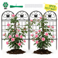 4 Pack Black Garden Trellis for Climbing Plants Outdoor 47” x 16” Climbing Rose Trellis Wrought Iron Trellis Ivy Cucumbers Decorative Metal Flat Trellis