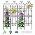 4 Pack 87.8" H x 20" W Metal Garden Trellis for Climbing Plants Outdoor, Black Lattice Panel, Sturdy Plant Support for Roses, Vines, Cucumbers & Vegetables