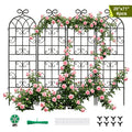 4 Pack 72x20in Rustic Iron Arch Decoration Garden Trellis with Black Metal Coating – Perfect for Supporting Climbing Plants Outdoor, Roses, Vines, Flowers, and Vegetables.