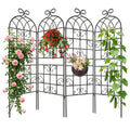 4 Pack 72x20in Rustic Iron Arch Decoration Garden Trellis with Black Metal Coating – Perfect for Supporting Climbing Plants Outdoor, Roses, Vines, Flowers, and Vegetables.