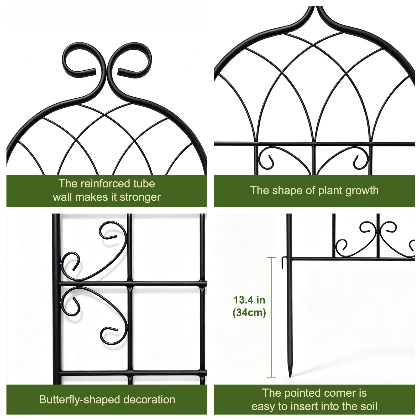 4 Pack 87.8" H x 20" W Metal Garden Trellis for Climbing Plants Outdoor, Black Lattice Panel, Sturdy Plant Support for Roses, Vines, Cucumbers & Vegetables