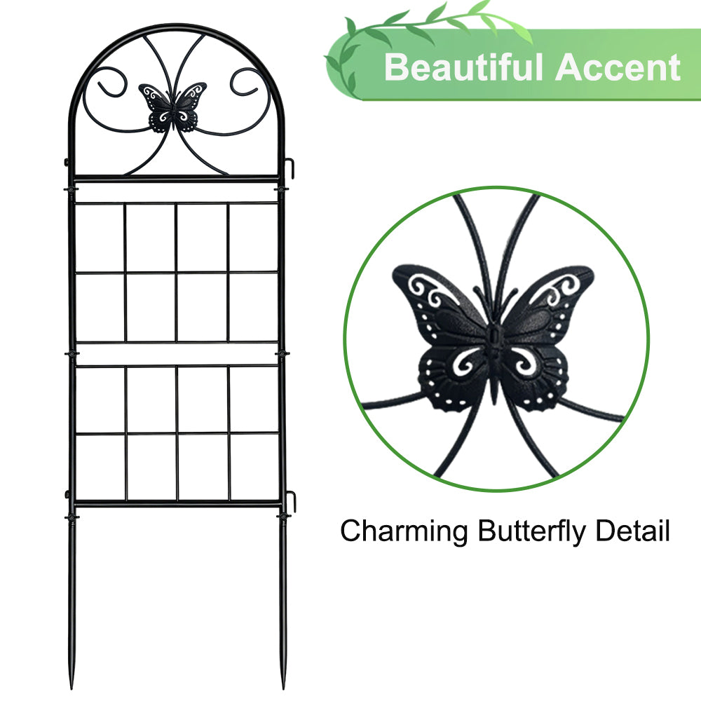 2 Pack Black Garden Trellis for Climbing Plants Outdoor 47” x 15.7” Climbing Rose Trellis Wrought Iron Trellis Ivy Cucumbers Decorative Metal Flat Trellis