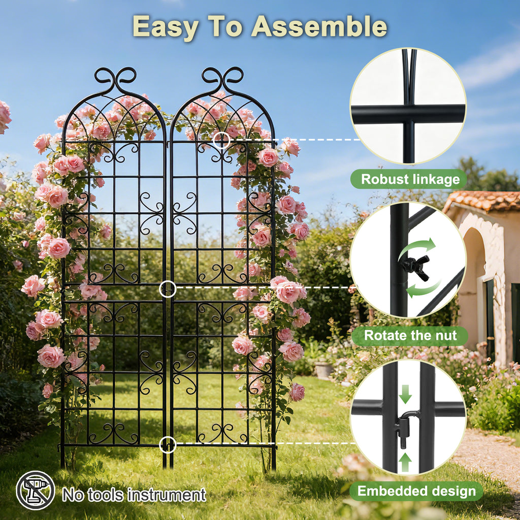 4 Pack 87.8" H x 20" W Metal Garden Trellis for Climbing Plants Outdoor, Black Lattice Panel, Sturdy Plant Support for Roses, Vines, Cucumbers & Vegetables