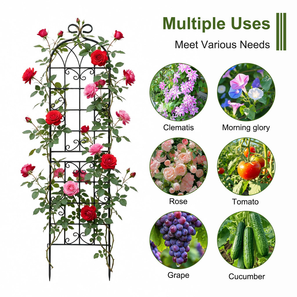 4 Pack 87.8" H x 20" W Metal Garden Trellis for Climbing Plants Outdoor, Black Lattice Panel, Sturdy Plant Support for Roses, Vines, Cucumbers & Vegetables