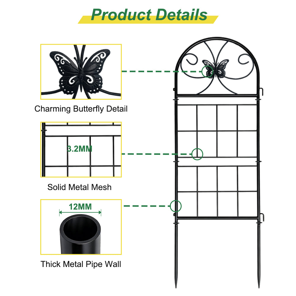 4 Pack Black Garden Trellis for Climbing Plants Outdoor 47” x 16” Climbing Rose Trellis Wrought Iron Trellis Ivy Cucumbers Decorative Metal Flat Trellis