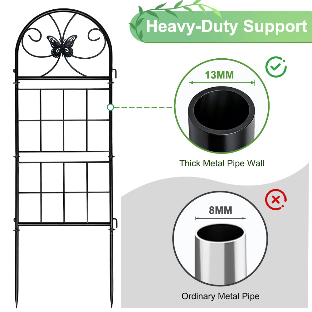 2 Pack Black Garden Trellis for Climbing Plants Outdoor 47” x 15.7” Climbing Rose Trellis Wrought Iron Trellis Ivy Cucumbers Decorative Metal Flat Trellis