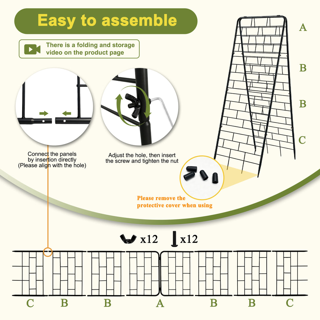 50"x17" A-Frame Cucumber Trellis for Raised Bed, Heavy Duty All-Metal Support for Climbing Plants, Cucumbers, Tomatoes & Beans, Easy Assembly, with Bonus Shears & Accessories, 1 Pack, Black,