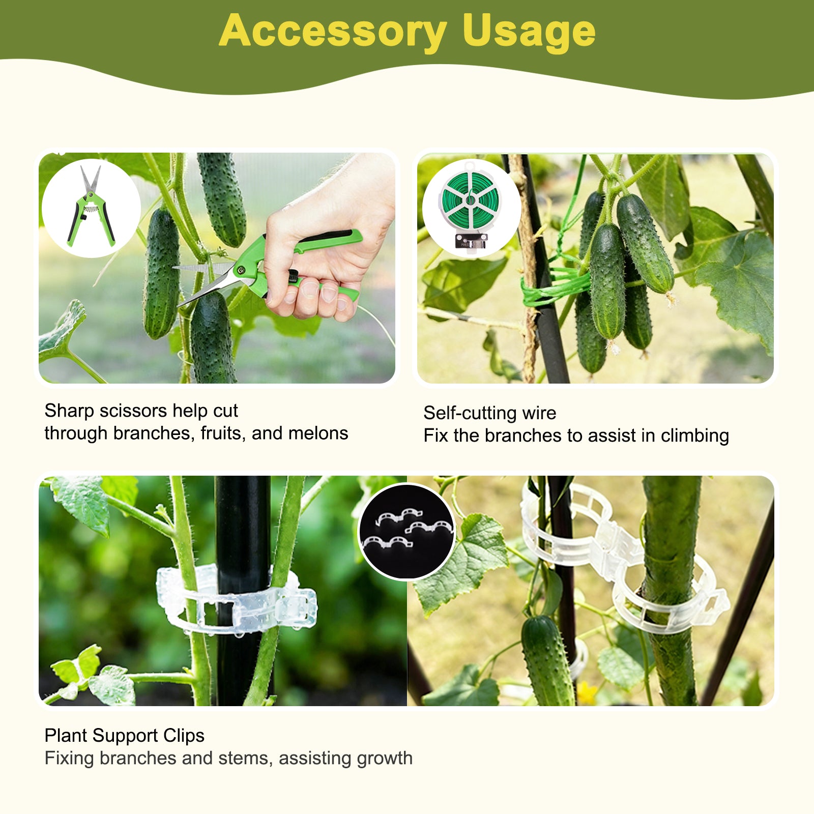 50"x17" A-Frame Cucumber Trellis for Raised Bed, Heavy Duty All-Metal Support for Climbing Plants, Cucumbers, Tomatoes & Beans, Easy Assembly, with Bonus Shears & Accessories, 1 Pack, Black,