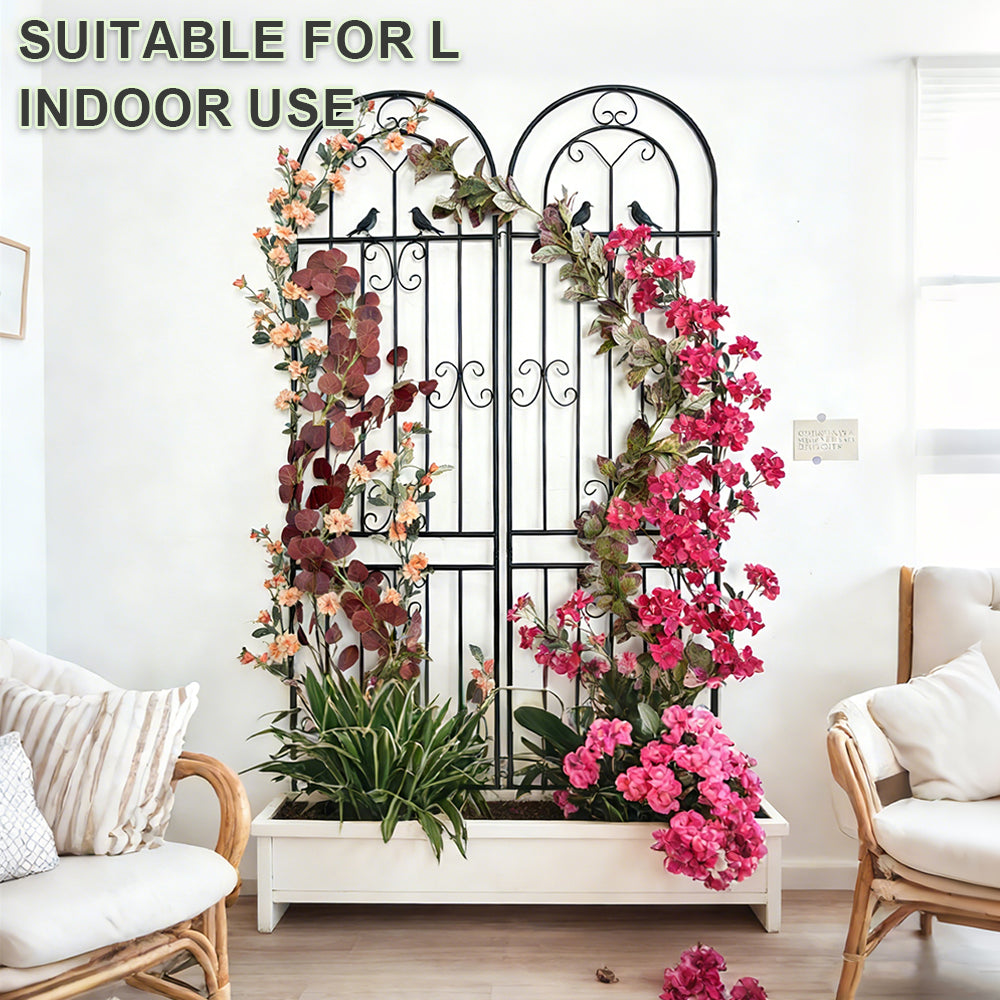 2 Pack 86.7" H x 19.7" W Metal Garden Trellis for Climbing Plants Outdoor, Black Lattice Panel, Sturdy Plant Support for Roses, Vines, Cucumbers & Vegetables