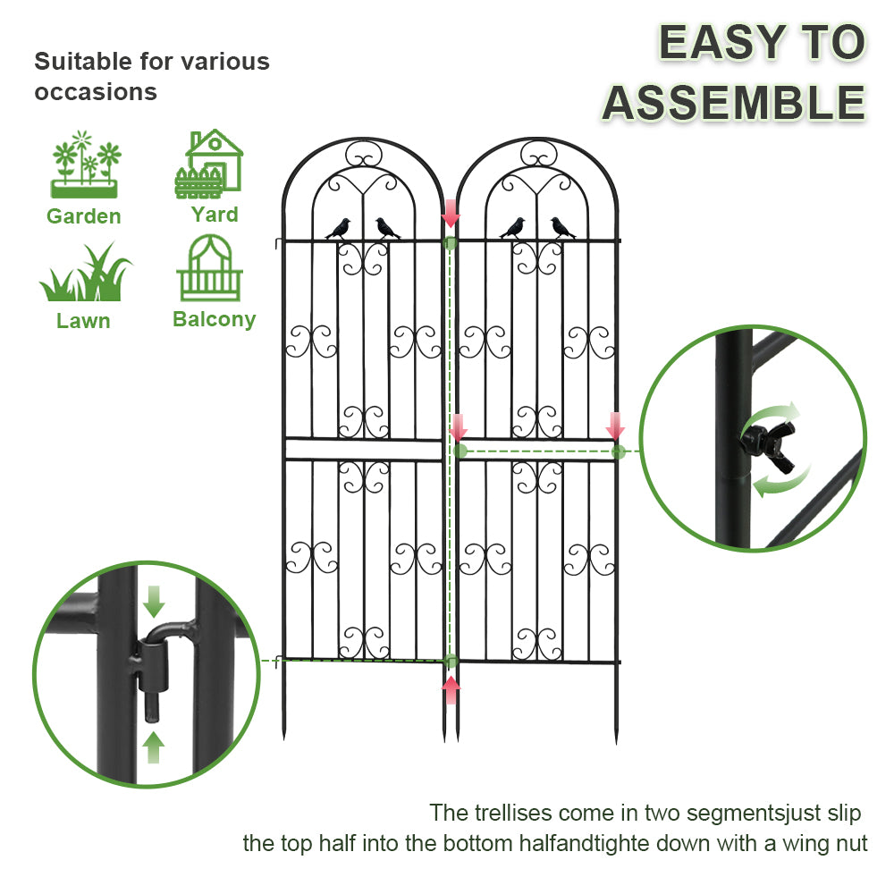 2 Pack 86.7" H x 19.7" W Metal Garden Trellis for Climbing Plants Outdoor, Black Lattice Panel, Sturdy Plant Support for Roses, Vines, Cucumbers & Vegetables