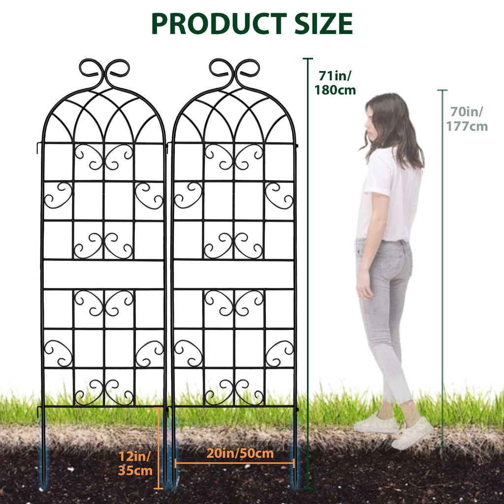 2 Pack 71" x 20" Metal Garden Trellis for Climbing Plants Outdoor, Heavy Duty Plant,Perfect for Climbing Roses, Clematis, Honeysuckle, Cucumbers, Pole Beans, Grape Vines and Flowering & Vines