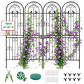 Metal Garden Trellis, 86.7" H x 19.7" W Black Coated Wire Lattice Panel, Sturdy Plant Support for Climbing Roses Vines Cucumbers Vegetables Outdoor Patio Yard (4 Packs)