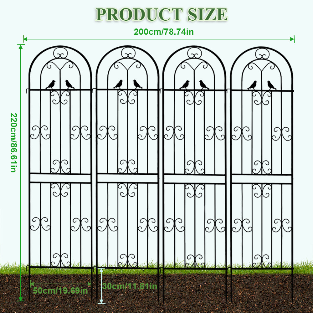 Metal Garden Trellis, 86.7" H x 19.7" W Black Coated Wire Lattice Panel, Sturdy Plant Support for Climbing Roses Vines Cucumbers Vegetables Outdoor Patio Yard (4 Packs)