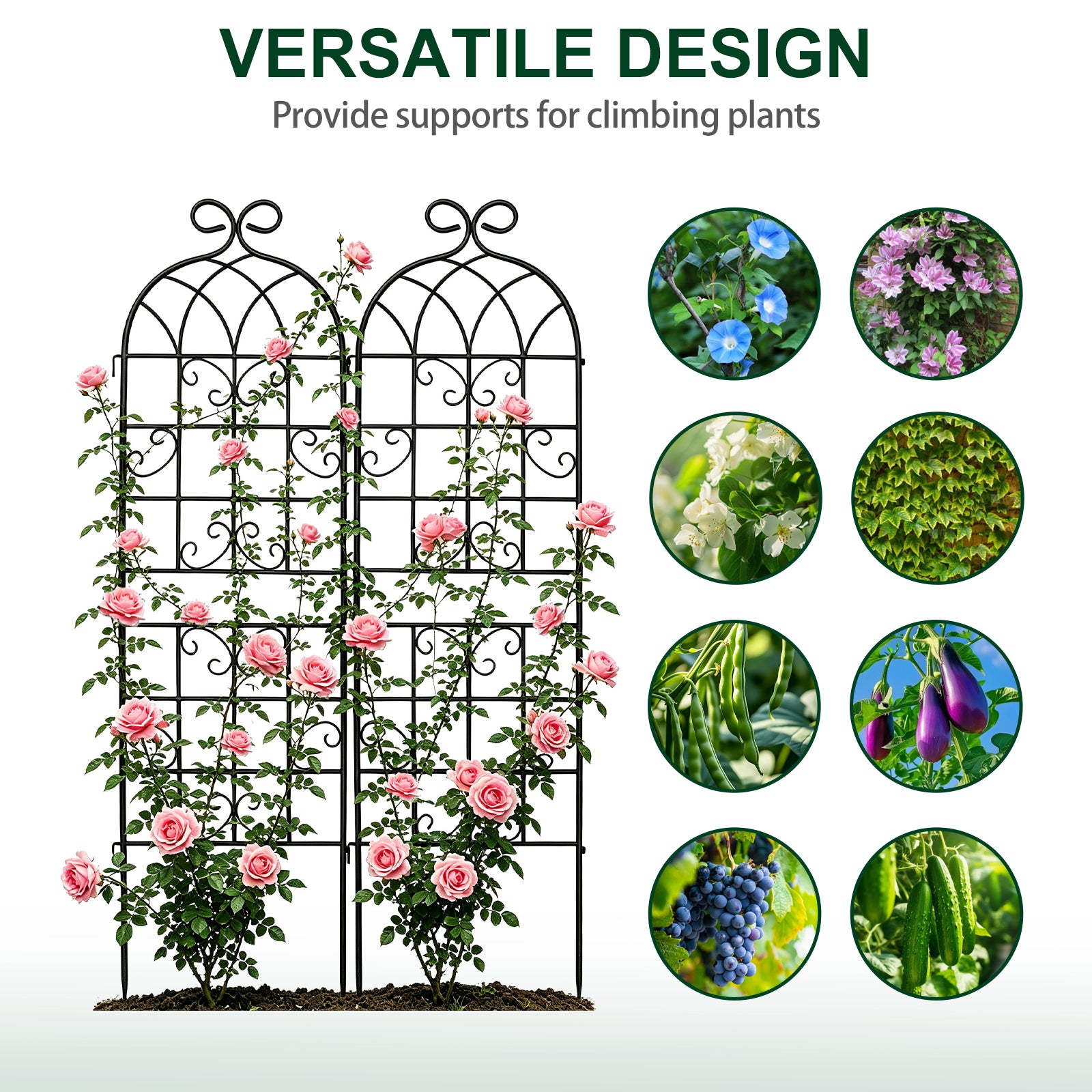 2 Pack 71" x 20" Metal Garden Trellis for Climbing Plants Outdoor, Heavy Duty Plant,Perfect for Climbing Roses, Clematis, Honeysuckle, Cucumbers, Pole Beans, Grape Vines and Flowering & Vines