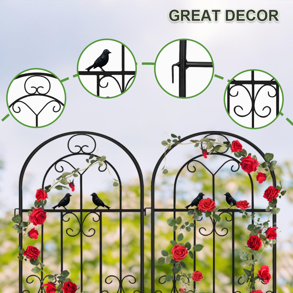 2 Pack 86.7" H x 19.7" W Metal Garden Trellis for Climbing Plants Outdoor, Black Lattice Panel, Sturdy Plant Support for Roses, Vines, Cucumbers & Vegetables